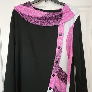 Pink Black & White Asymetical Top